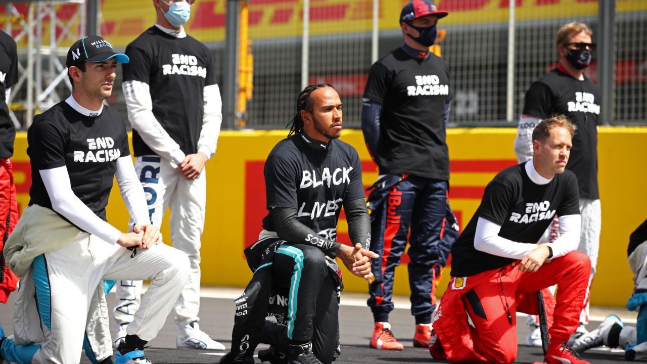 رانندگان F1 از جنبش Black Lives Matter قبل از گرندپری بریتانیا حمایت می کنند.